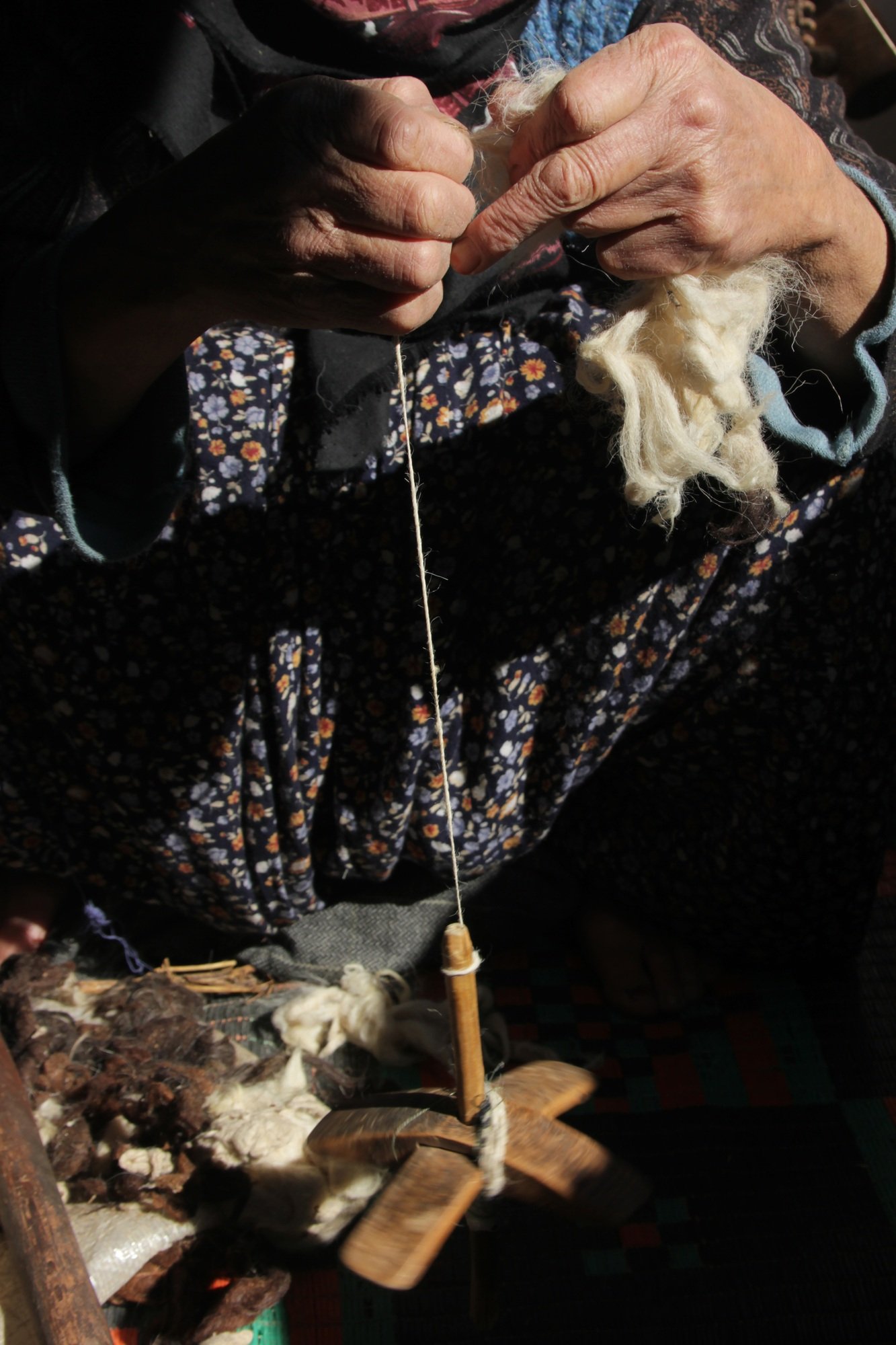 Women spinning wool